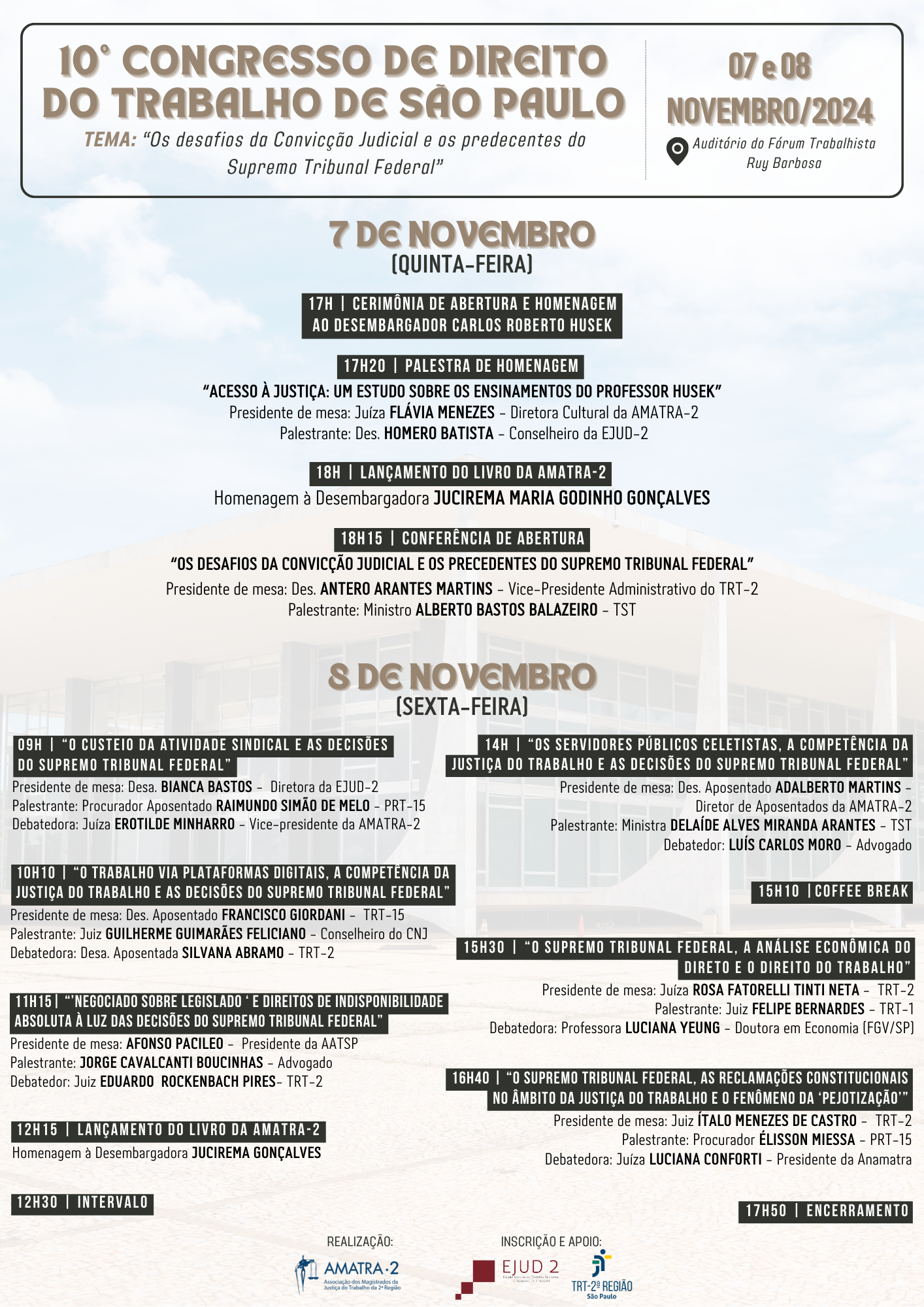 Programação Completa 10º Congresso de Direito do Trabalho